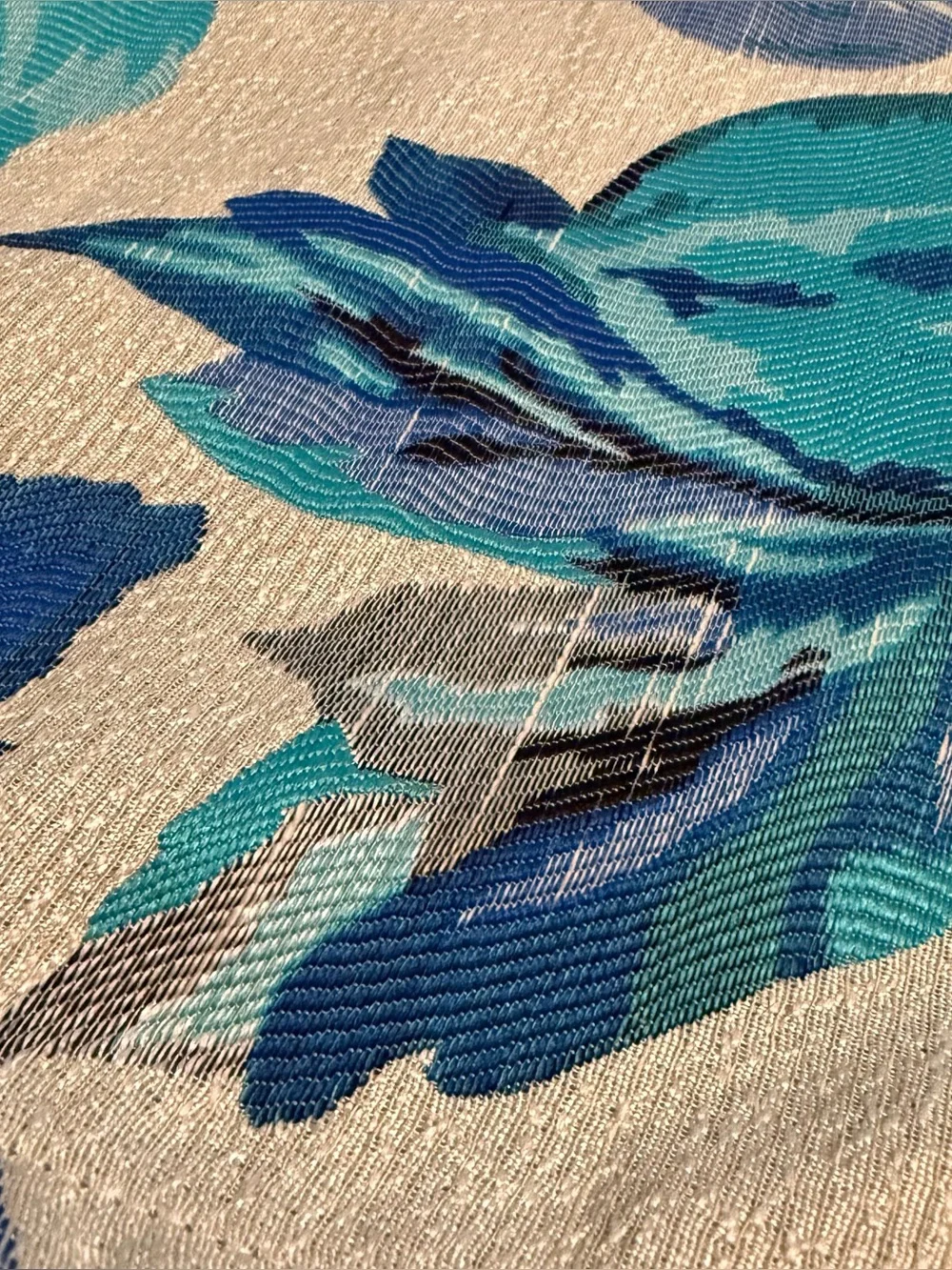 Pier 1 Imports Curtain Panel Hidden Tab Top Blue Floral Brocade 50x84” Lined